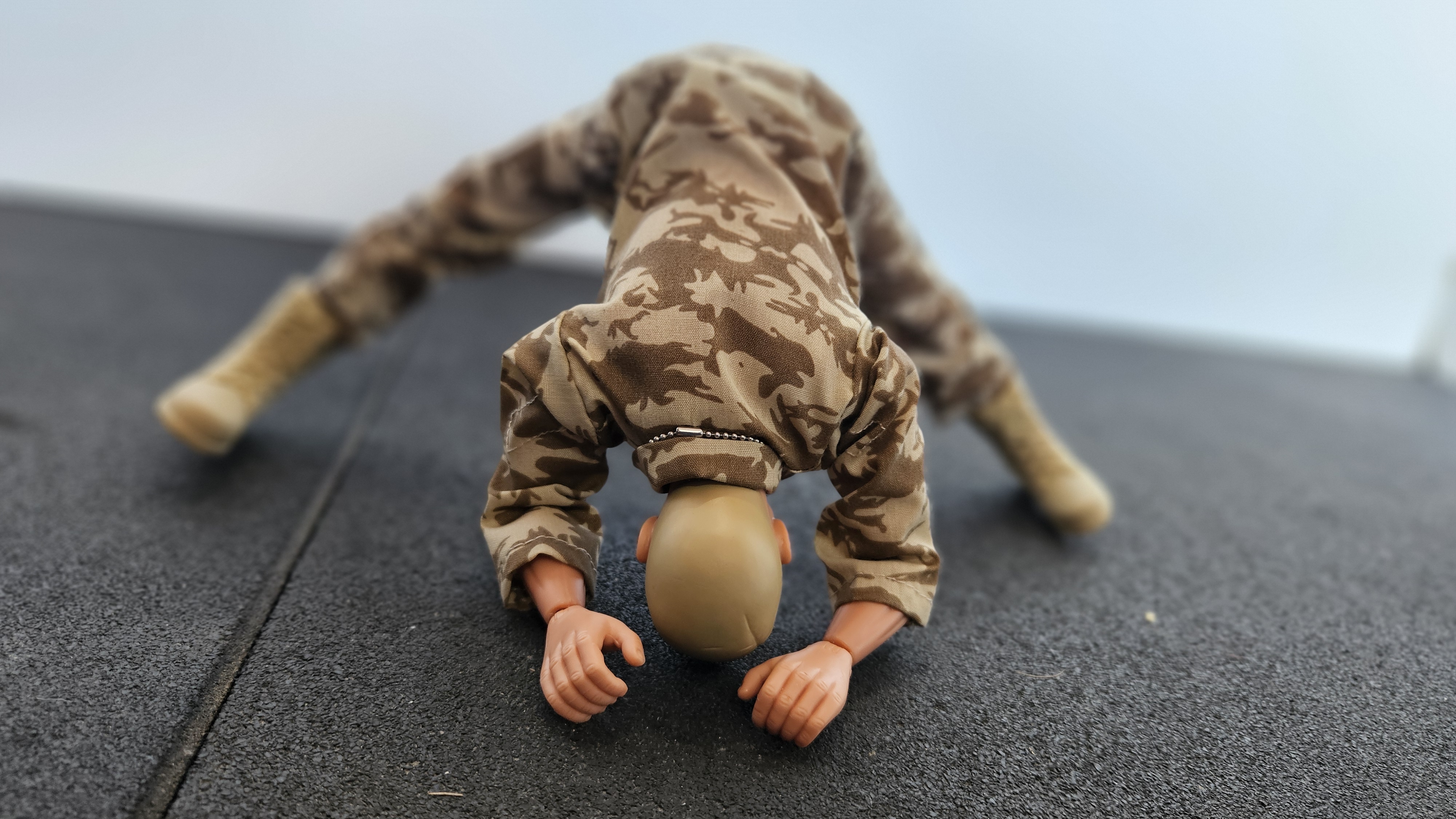 Action Man doing Wide Legged Forward Bend